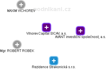 Vihorev.Capital SICAV, a.s. - náhled vizuálního zobrazení vztahů obchodního rejstříku