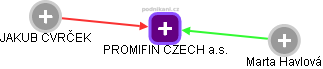 PROMIFIN CZECH a.s. - náhled vizuálního zobrazení vztahů obchodního rejstříku