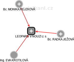 LEOPARD V NOUZI z. s. - náhled vizuálního zobrazení vztahů obchodního rejstříku