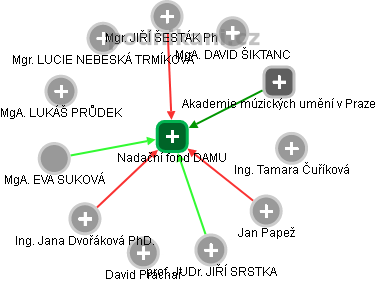 Nadační fond DAMU - náhled vizuálního zobrazení vztahů obchodního rejstříku