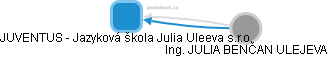 JUVENTUS - Jazyková škola Julia Uleeva s.r.o. - náhled vizuálního zobrazení vztahů obchodního rejstříku