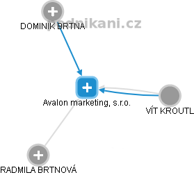 Avalon marketing, s.r.o. - náhled vizuálního zobrazení vztahů obchodního rejstříku