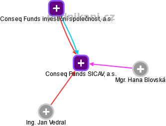 Conseq Funds SICAV, a.s. - náhled vizuálního zobrazení vztahů obchodního rejstříku