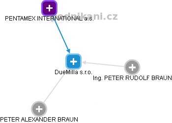 DueMilla s.r.o. - náhled vizuálního zobrazení vztahů obchodního rejstříku