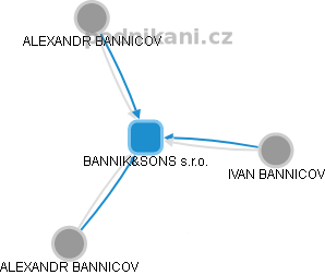 BANNIK&SONS s.r.o. - náhled vizuálního zobrazení vztahů obchodního rejstříku