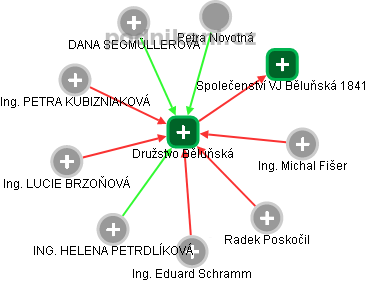 Družstvo Běluňská - náhled vizuálního zobrazení vztahů obchodního rejstříku