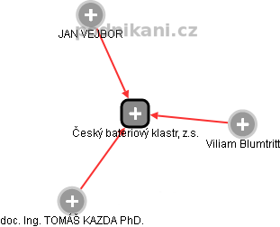 Český bateriový klastr, z.s. - náhled vizuálního zobrazení vztahů obchodního rejstříku