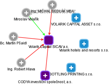 Volarik Capital SICAV a.s. - náhled vizuálního zobrazení vztahů obchodního rejstříku
