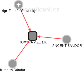 ROMSKÁ VIZE z.s. - náhled vizuálního zobrazení vztahů obchodního rejstříku