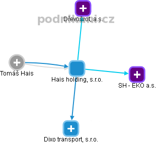 Hais holding, s.r.o. - náhled vizuálního zobrazení vztahů obchodního rejstříku