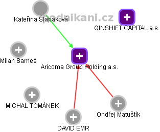 Aricoma Group Holding a.s. - náhled vizuálního zobrazení vztahů obchodního rejstříku
