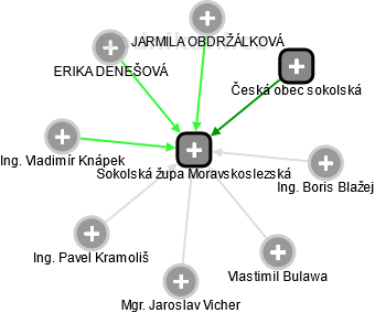 Sokolská župa Moravskoslezská - náhled vizuálního zobrazení vztahů obchodního rejstříku