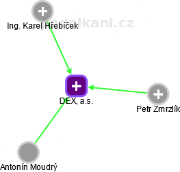 DEX, a.s. - náhled vizuálního zobrazení vztahů obchodního rejstříku