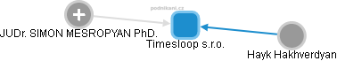 Timesloop s.r.o. - náhled vizuálního zobrazení vztahů obchodního rejstříku