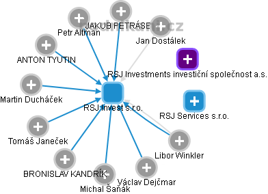RSJ Invest s.r.o. - náhled vizuálního zobrazení vztahů obchodního rejstříku