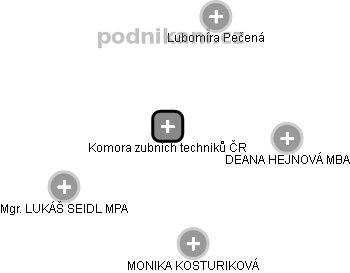 Komora zubních techniků ČR - náhled vizuálního zobrazení vztahů obchodního rejstříku