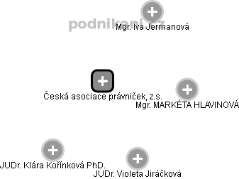 Česká asociace právniček, z.s. - náhled vizuálního zobrazení vztahů obchodního rejstříku