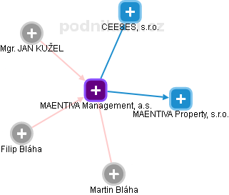 MAENTIVA Management, a.s. - náhled vizuálního zobrazení vztahů obchodního rejstříku