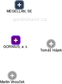 GORNIUS, a. s. - náhled vizuálního zobrazení vztahů obchodního rejstříku