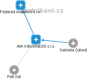 AVA X-BUSINESS s.r.o. - náhled vizuálního zobrazení vztahů obchodního rejstříku