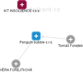 Penguin bubble s.r.o. - náhled vizuálního zobrazení vztahů obchodního rejstříku