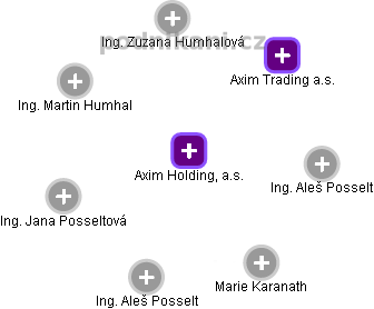 Axim Holding, a.s. - náhled vizuálního zobrazení vztahů obchodního rejstříku