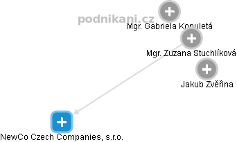 NewCo Czech Companies, s.r.o. - náhled vizuálního zobrazení vztahů obchodního rejstříku