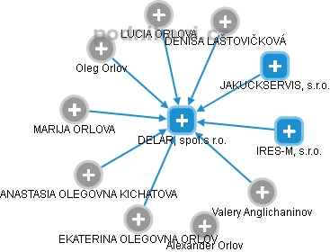 DELAR, spol.s r.o. - náhled vizuálního zobrazení vztahů obchodního rejstříku