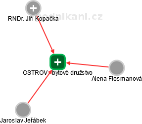 OSTROV - bytové družstvo - náhled vizuálního zobrazení vztahů obchodního rejstříku
