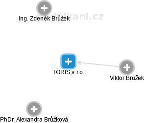 TORIS,s.r.o. - náhled vizuálního zobrazení vztahů obchodního rejstříku