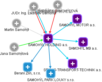 SAMOHÝL HOLDING a.s. - náhled vizuálního zobrazení vztahů obchodního rejstříku