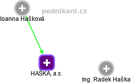 HAŠKA, a.s. - náhled vizuálního zobrazení vztahů obchodního rejstříku
