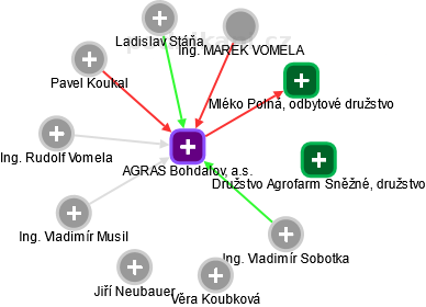 AGRAS Bohdalov, a.s. - náhled vizuálního zobrazení vztahů obchodního rejstříku