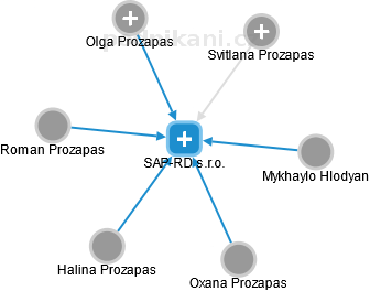 SAP-RD s.r.o. - náhled vizuálního zobrazení vztahů obchodního rejstříku