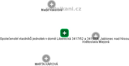 Společenství vlastníků jednotek v domě Liberecká 3417/52 a 3416/54, Jablonec nad Nisou - náhled vizuálního zobrazení vztahů obchodního rejstříku