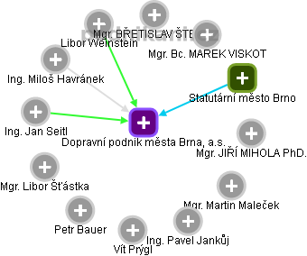 Dopravní podnik města Brna, a.s. - náhled vizuálního zobrazení vztahů obchodního rejstříku