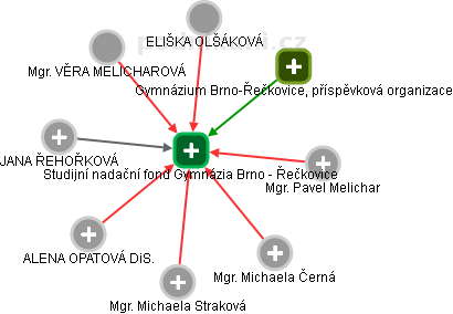 Studijní nadační fond Gymnázia Brno - Řečkovice - náhled vizuálního zobrazení vztahů obchodního rejstříku
