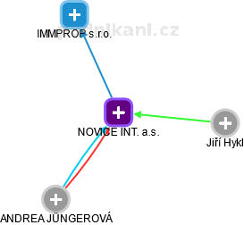 NOVICE INT. a.s. - náhled vizuálního zobrazení vztahů obchodního rejstříku