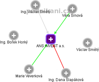 ANS INVEST a.s. - náhled vizuálního zobrazení vztahů obchodního rejstříku