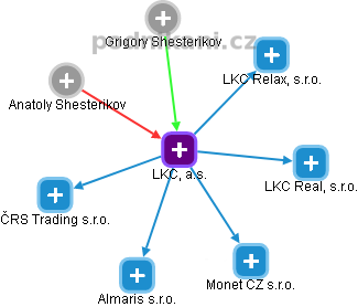 LKC, a.s. - náhled vizuálního zobrazení vztahů obchodního rejstříku