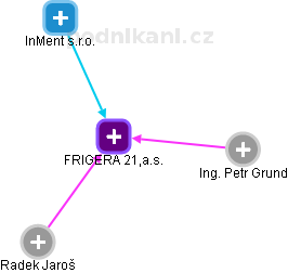 FRIGERA 21,a.s. - náhled vizuálního zobrazení vztahů obchodního rejstříku