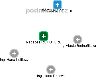 Nadace PRO FUTURO - náhled vizuálního zobrazení vztahů obchodního rejstříku