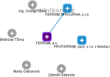 FERRAM, a.s. - náhled vizuálního zobrazení vztahů obchodního rejstříku