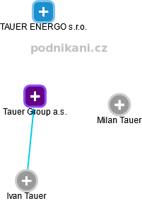 Tauer Group a.s. - náhled vizuálního zobrazení vztahů obchodního rejstříku