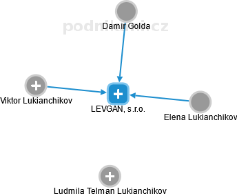LEVGAN, s.r.o. - náhled vizuálního zobrazení vztahů obchodního rejstříku
