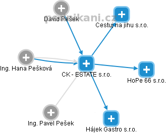 CK - ESTATE s.r.o. - náhled vizuálního zobrazení vztahů obchodního rejstříku