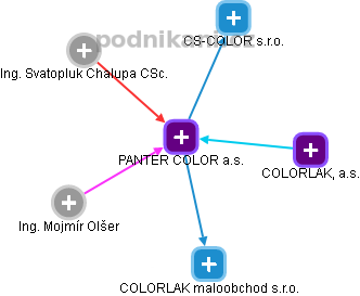 PANTER COLOR a.s. - náhled vizuálního zobrazení vztahů obchodního rejstříku