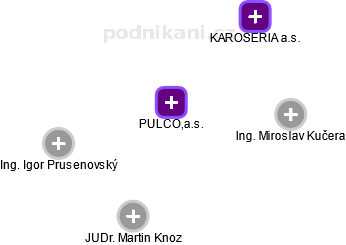 PULCO,a.s. - náhled vizuálního zobrazení vztahů obchodního rejstříku