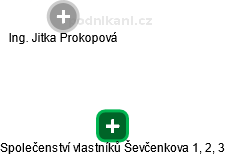 Společenství vlastníků Ševčenkova 1, 2, 3 - náhled vizuálního zobrazení vztahů obchodního rejstříku