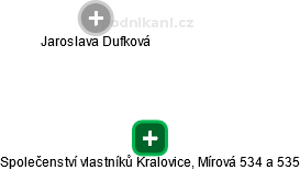 Společenství vlastníků Kralovice, Mírová 534 a 535 - náhled vizuálního zobrazení vztahů obchodního rejstříku